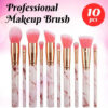 Marble Design Makeup Brush Set Pack Of 10Pcs