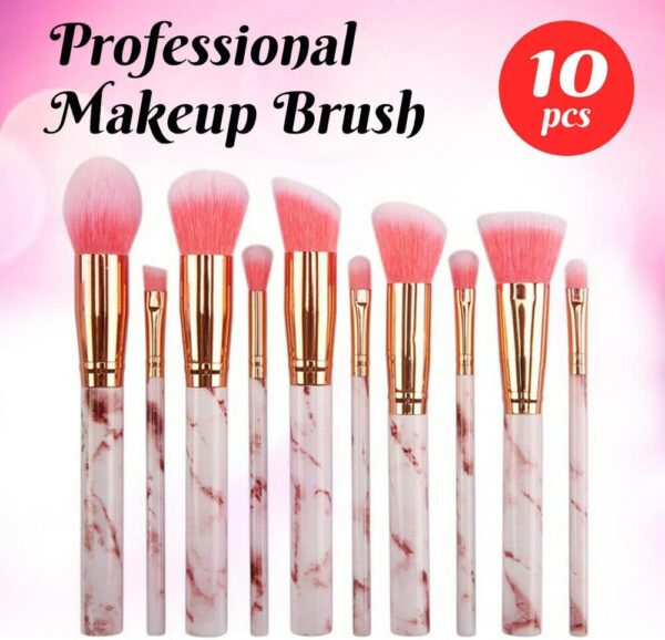 Marble Design Makeup Brush Set Pack Of 10Pcs