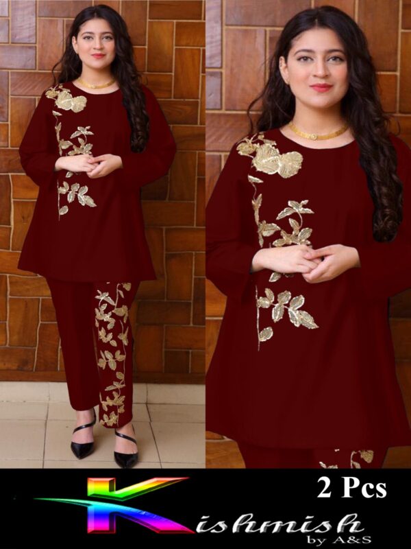 Embroidered 2 Piece Stitched Suit