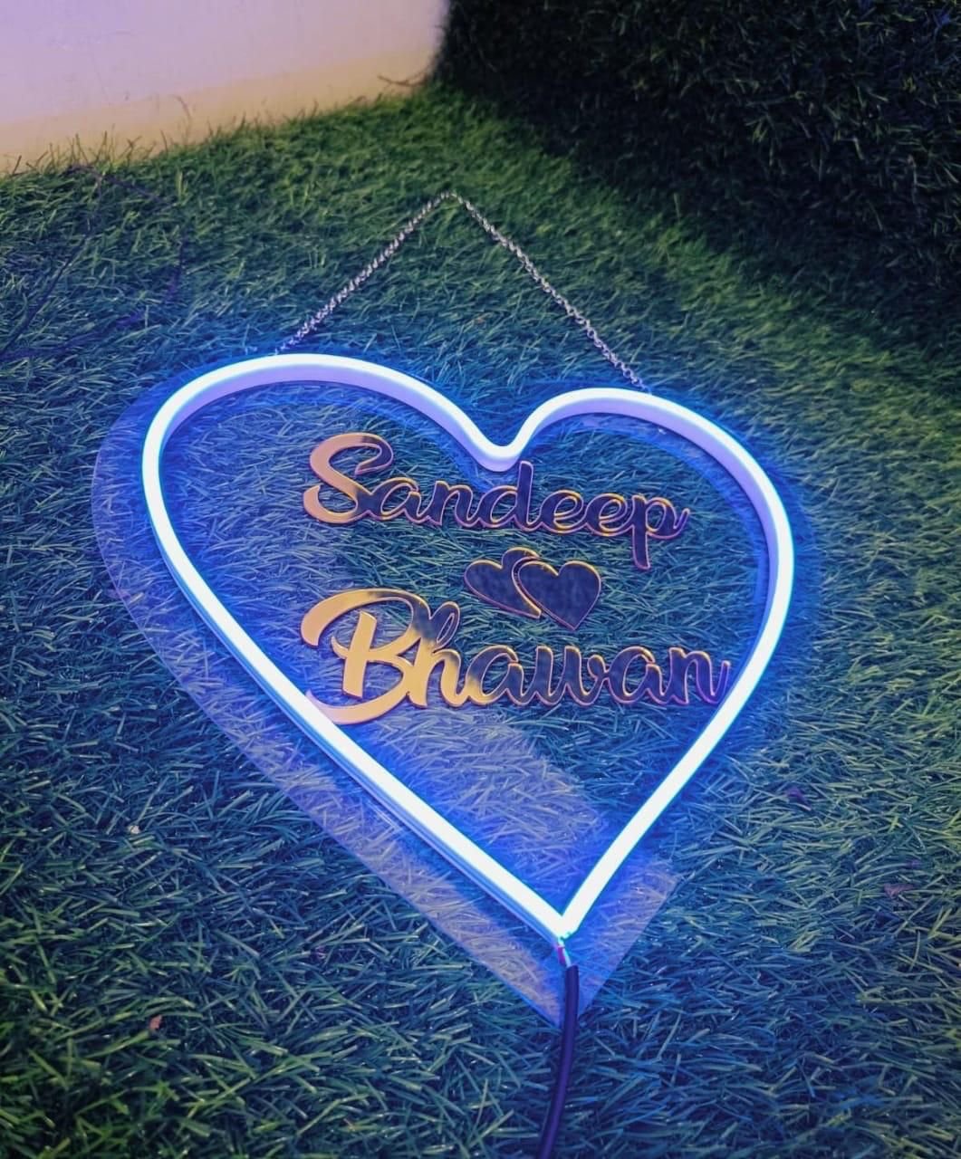 Personalized Love Couple Name With Heart Led Neon Sign Decorative Lights Wall Decor - Image 2