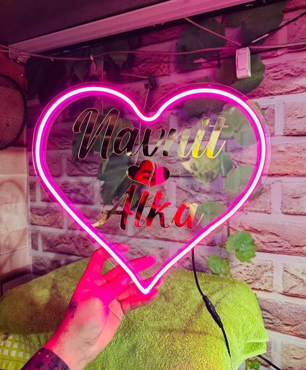 Personalized Love Couple Name With Heart Led Neon Sign Decorative Lights Wall Decor