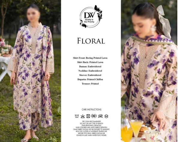 LUXURY FLORAL PRINT with FRONT full MIDDLE CHICKEN KARI 3 PIECE COLLECTION