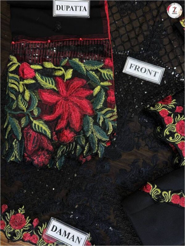 JZTEXTILES SEMI PURE CHIFFON SEQUENCE EMBROIDERY - Image 3