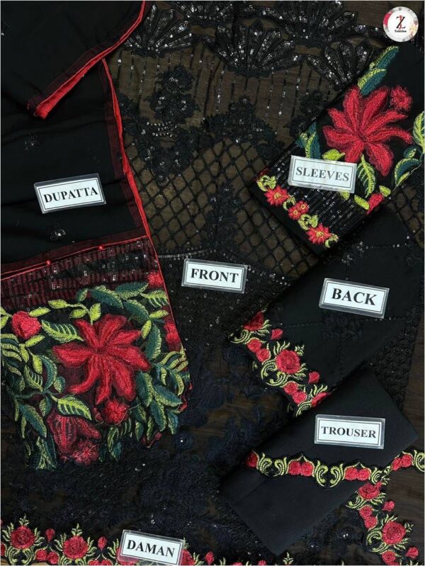 JZTEXTILES SEMI PURE CHIFFON SEQUENCE EMBROIDERY - Image 2