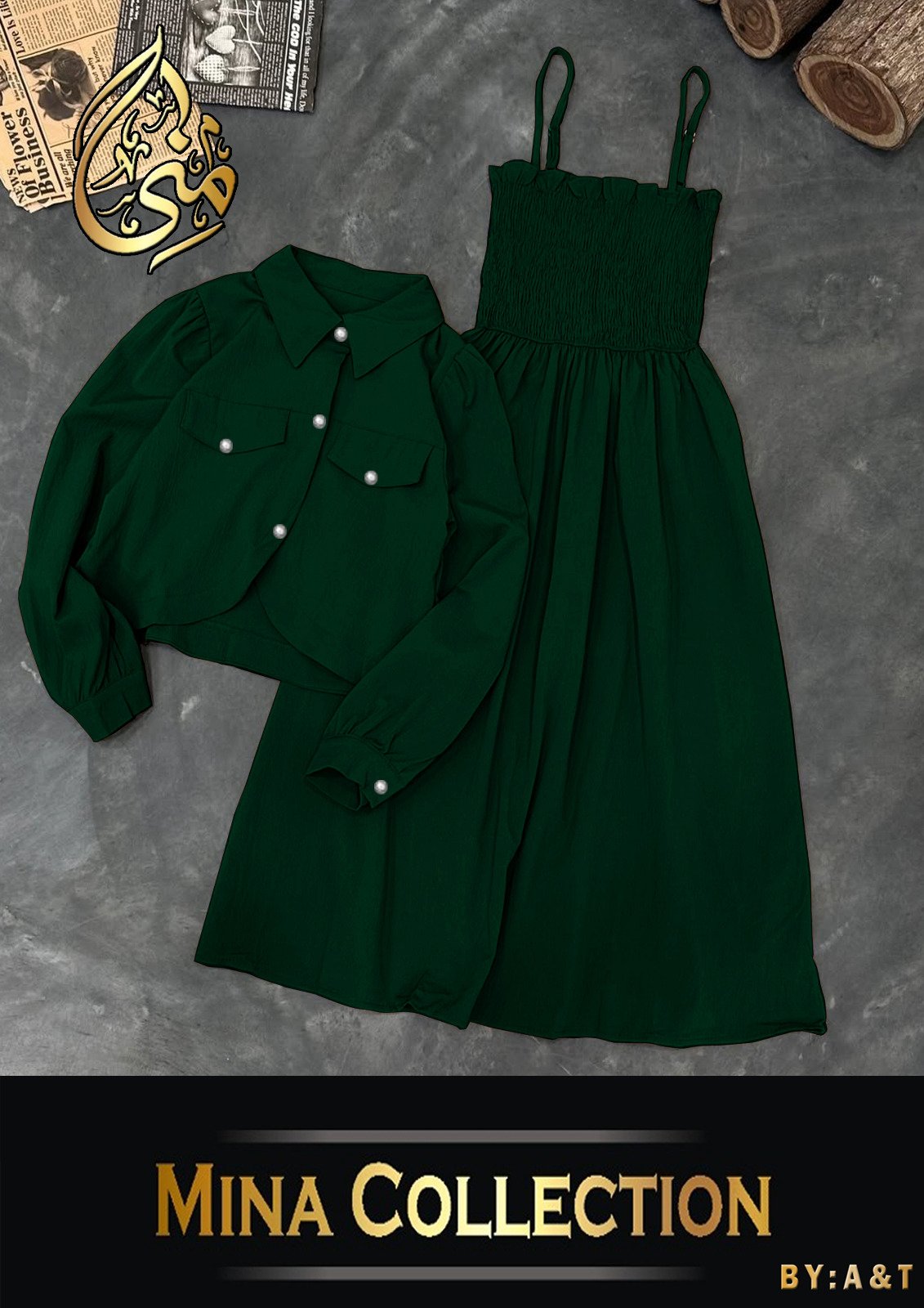 Mina Collection By A&T Button Coati With Romper Frock 2Pcs - Image 3