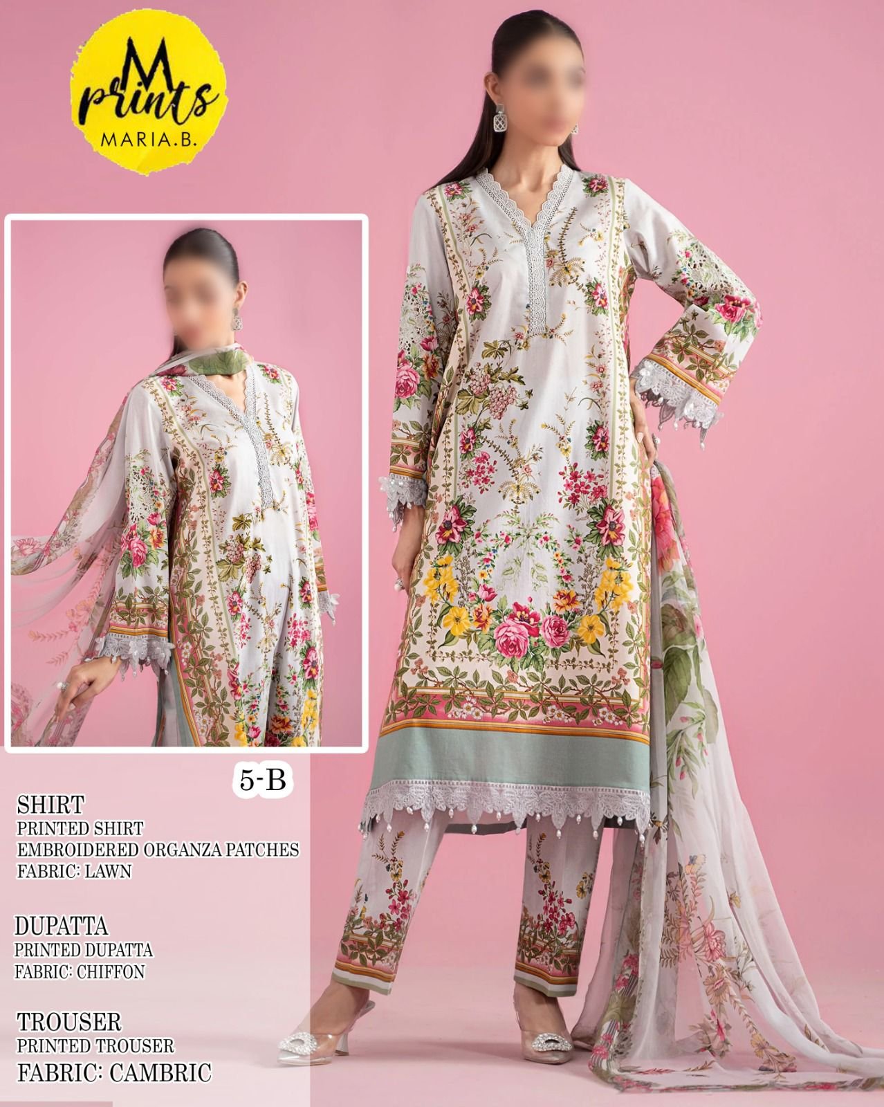 MARIA.B PRINTED LAWN WITH EMBROIDERY 3 PIECE COLLECTION - Image 3