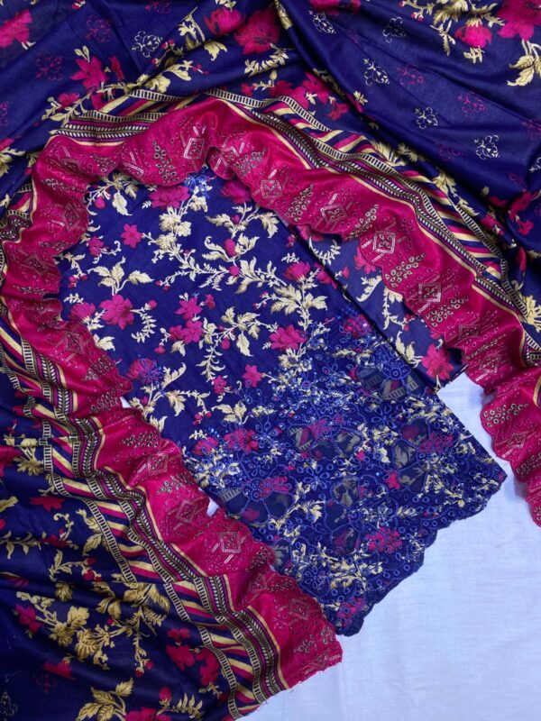 MARIA.B The Most Famous Chicken Kari Unstitched 3 Piece Collection - Image 11