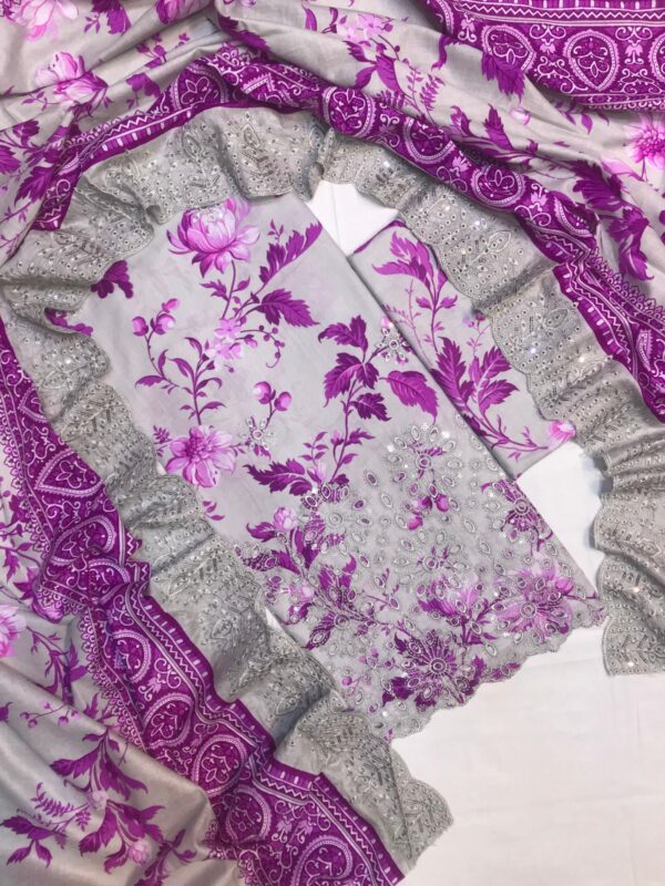 MARIA.B The Most Famous Chicken Kari Unstitched 3 Piece Collection - Image 7