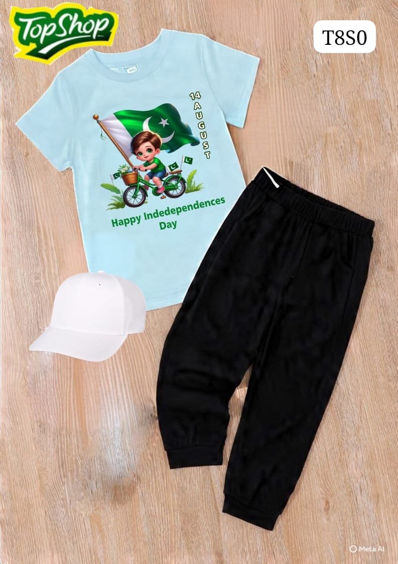 14 August Kids Suits (Pack of 3) T-shirt Trouser Cap - Image 9