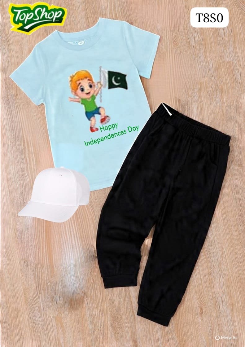 14 August Kids Suits (Pack of 3) T-shirt Trouser Cap - Image 7