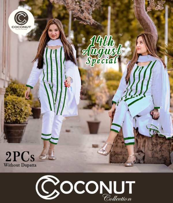 14 August Special By Coconut Collection Front and Sleeves Lace work with lace work Trouser 2PCs - Image 2