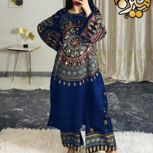Front And Back Allover Digital Printed With Mirror Work Shirt And Printed Flapper 2Pcs