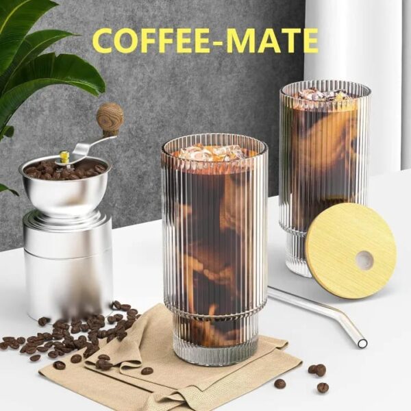 Drinking Glass with Wooden Lid & Straw