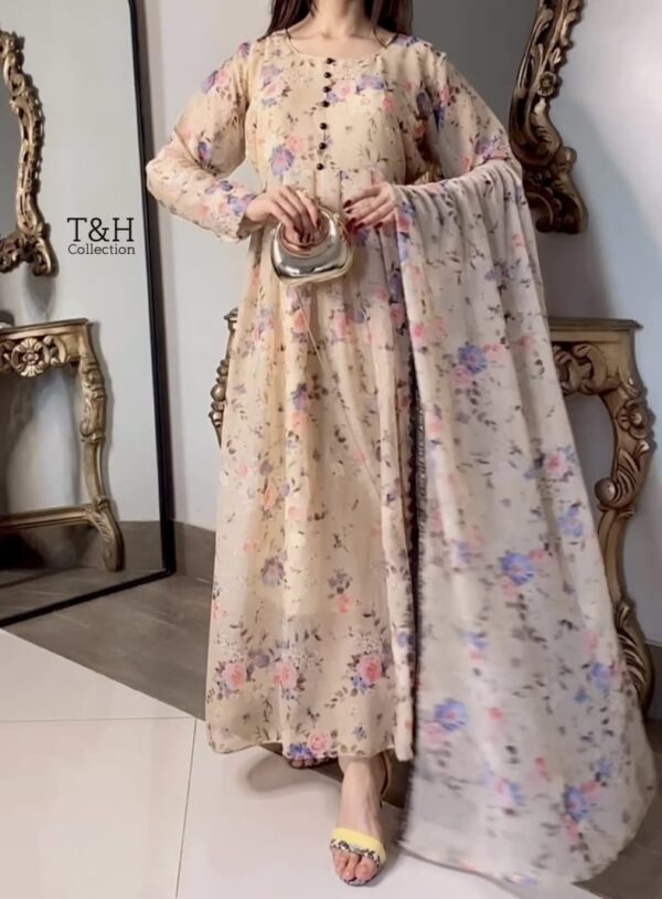 T&H COLLECTION PRINTED CHIFFON STITCHED MAXI