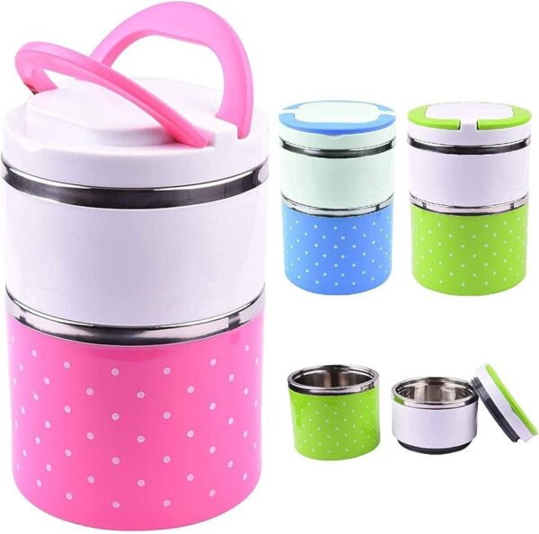 Two Layer Round Hot & Cold Handle Tiffin Office Lunch Box