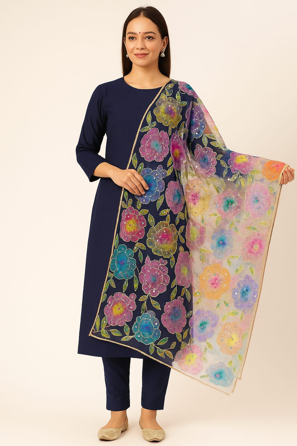 INDIAN HANDWORK BADAMI DUPATTA