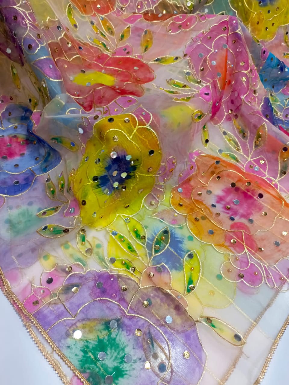 INDIAN HANDWORK BADAMI DUPATTA - Image 4