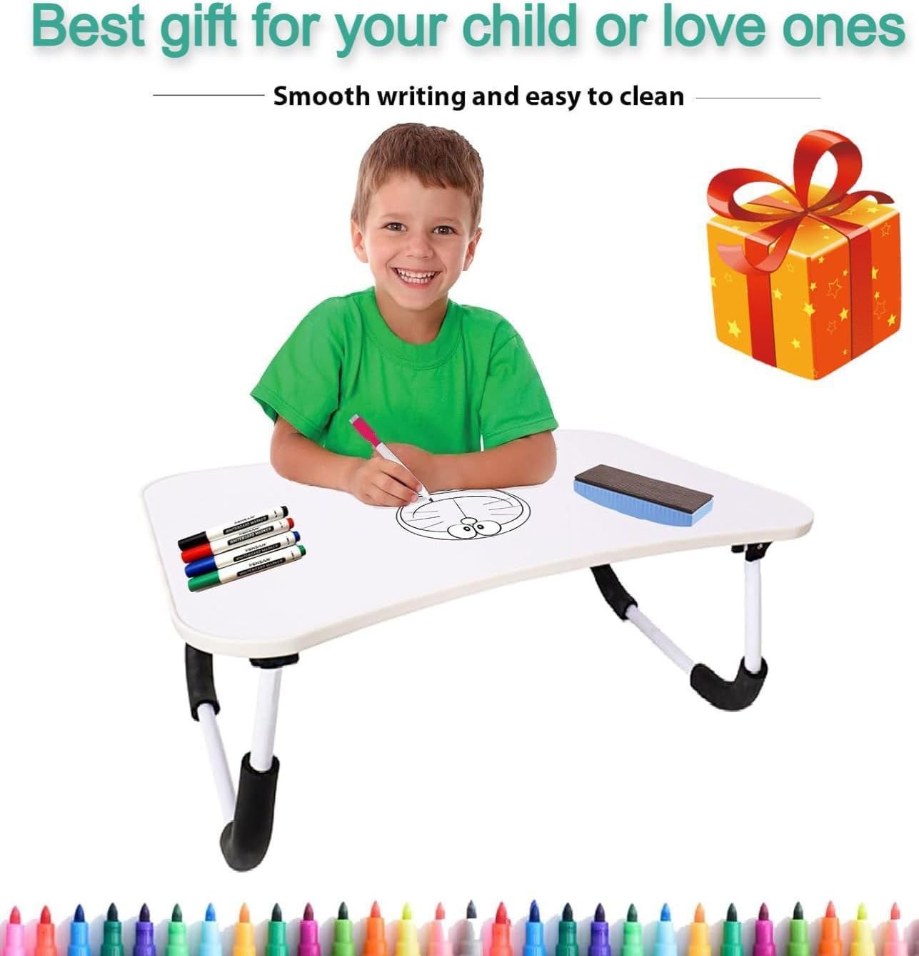 Multipurpose Foldable WhiteBoard *Study Table* With 2 Markers and Duster - Image 2