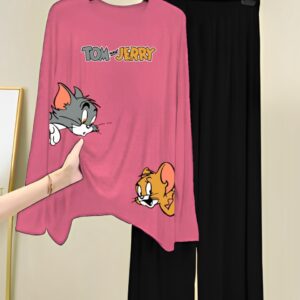 LOUNGE WEAR |BLACK TROUSER WITH SHIRTS TOM&JERRY PRINT'S