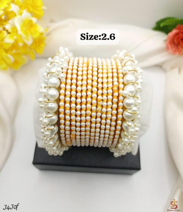 Fancy High Quality Bangles With Pearl Set