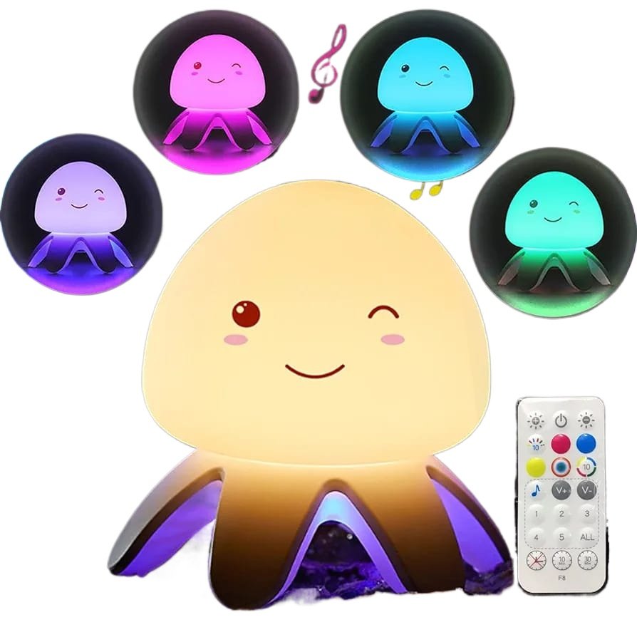 Jellyfish Silicone Color Changing Night Light LED Rechargeable Jelly Fish With Music Lamp - Image 2