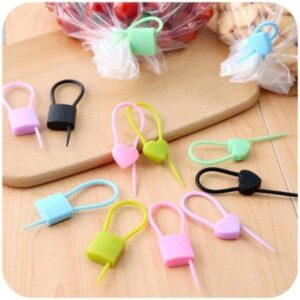 Pack Of 3 Lock Shape Silicone Sealing Clip