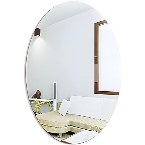 3D Oval Shape Self Adhesive Wall Sticker Mirror (Non-Glass) Unbreakable Plastic Sheet - Image 3