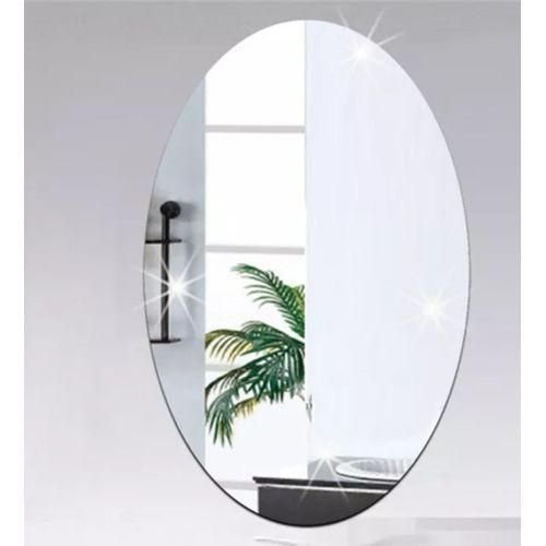 3D Oval Shape Self Adhesive Wall Sticker Mirror (Non-Glass) Unbreakable Plastic Sheet - Image 2