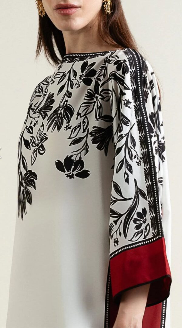 New Arrival 3 PC Stitched Suit | Long Baggy Digital Printed Shirt With Bell Bottom Trouser & Printed Dupatta - Image 3