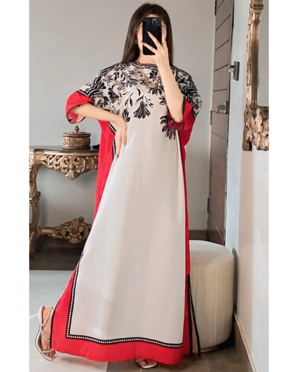 New Arrival 3 PC Stitched Suit | Long Baggy Digital Printed Shirt With Bell Bottom Trouser & Printed Dupatta - Image 4