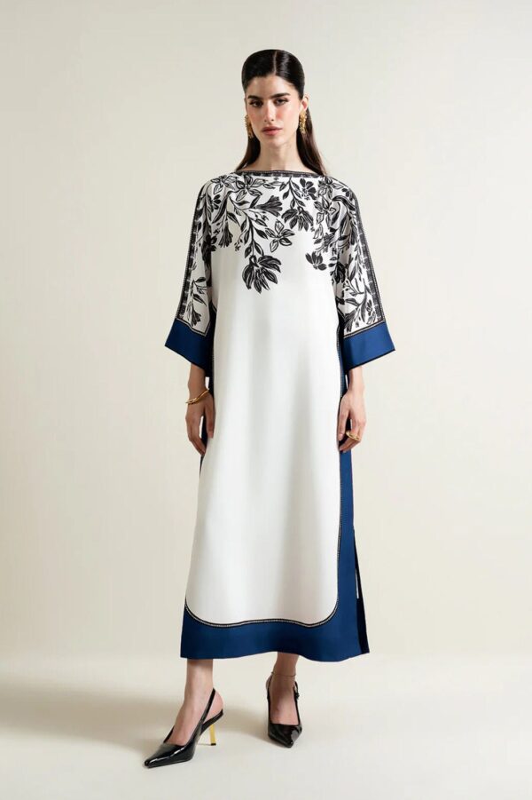 New Arrival 3 PC Stitched Suit | Long Baggy Digital Printed Shirt With Bell Bottom Trouser & Printed Dupatta - Image 7