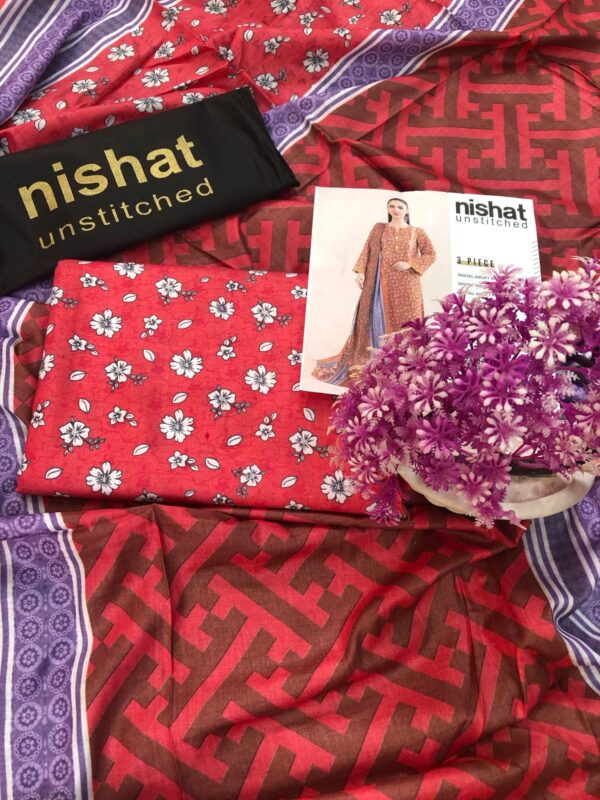 NISHAT Digital Print 3 Piece Unstitched Collection - Image 2
