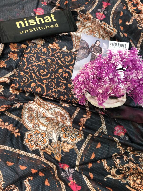NISHAT Digital Print 3 Piece Unstitched Collection - Image 3