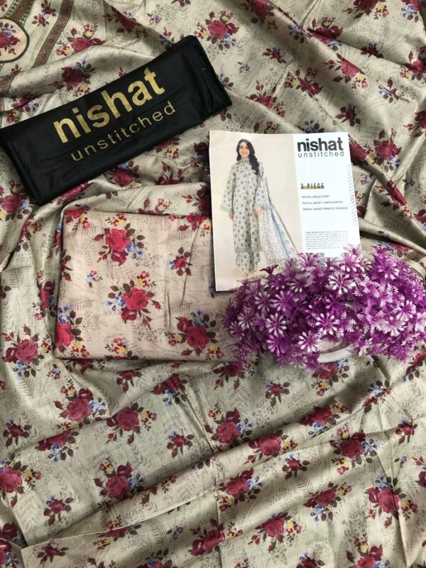 NISHAT Digital Print 3 Piece Unstitched Collection - Image 10