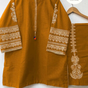 COCONUT COLLECTION 2 PIECE EMBROIDERED SILK STITCHED SUIT