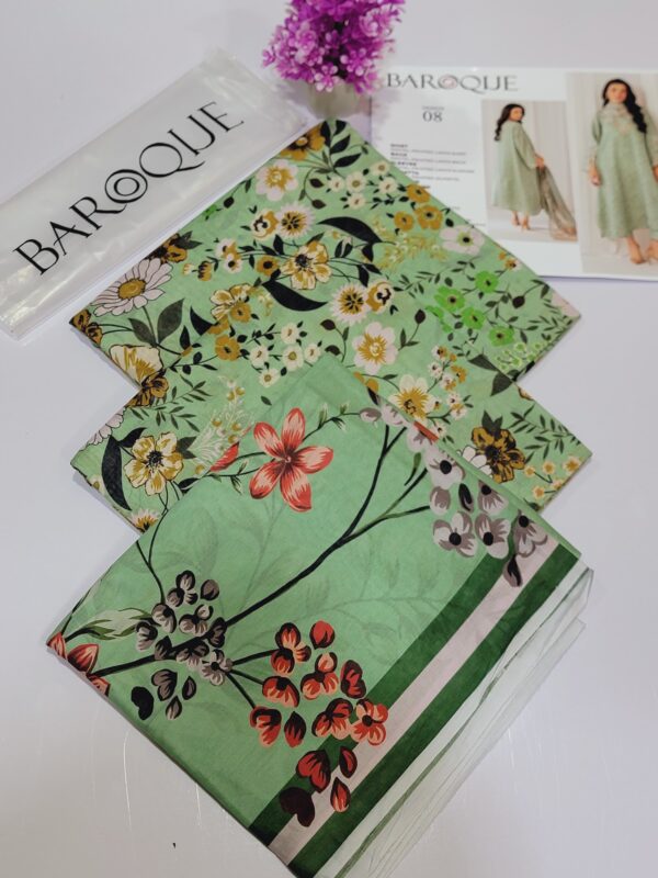 BAROQUE Luxury Digital Premium Printed All Over AirJet Lawn 03 Piece Summer Collection Vol- 2025 - Image 6