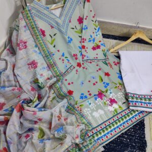 BLOOM DIGITAL PRINTED CO-ORD WITH SAME PRINTED MONAR DUPATTA 3 PIECE DRESS