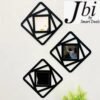 Square Diamond Shape Frame Black Wall Art Mirror Set Of 3