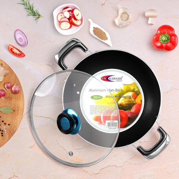Kawashi Aluminum Sauce Pot with Glass Lid (28cm)