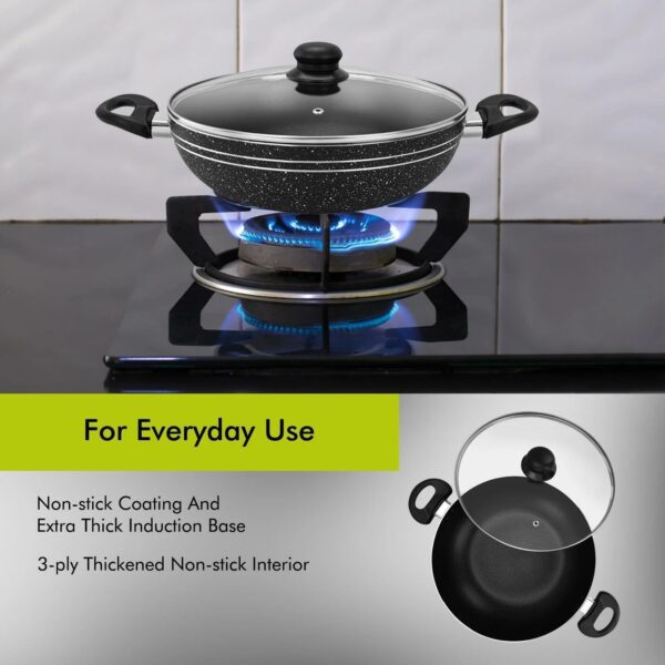 Kawashi Aluminum Sauce Pot with Glass Lid (28cm) - Image 3