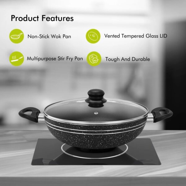 Kawashi Aluminum Sauce Pot with Glass Lid (28cm) - Image 2