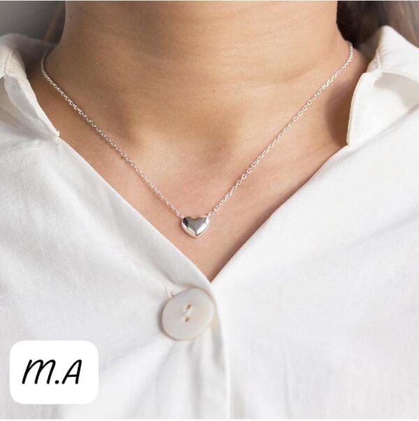 Stainless Steel Polished Heart Charm Pendant Necklace Chain - Image 3