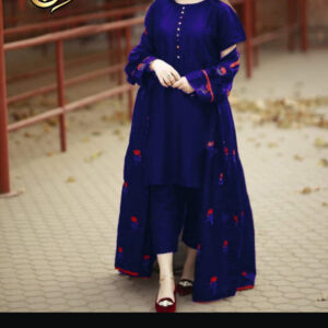 Mina Collection | Rose Embroidered | Lace Work Long Gown With Inner | Trouser