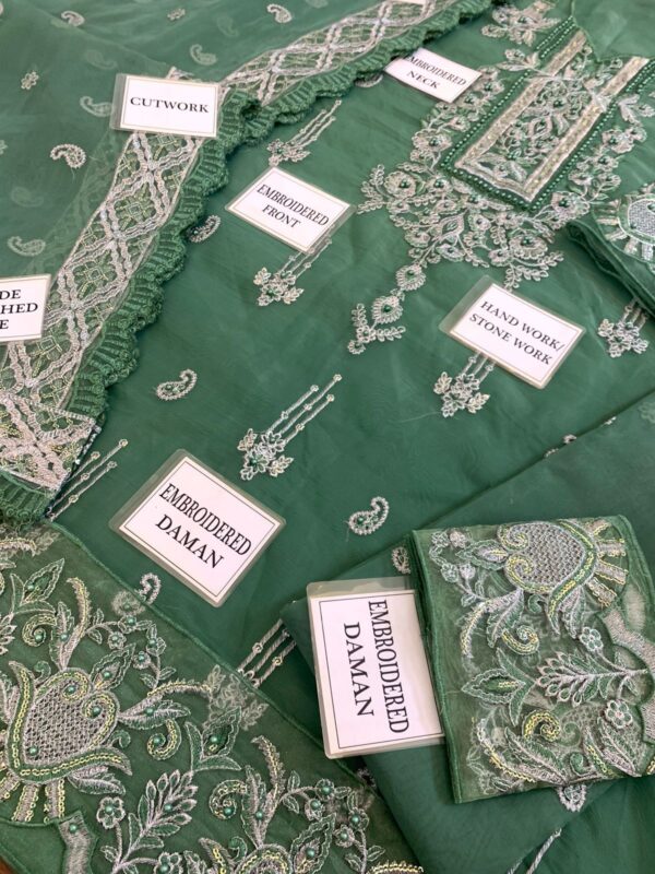ASIM JOFA | Deep Green Unstitched Embroidered Premium Collection - Image 2