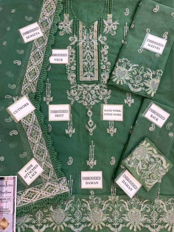 ASIM JOFA | Deep Green Unstitched Embroidered Premium Collection - Image 5