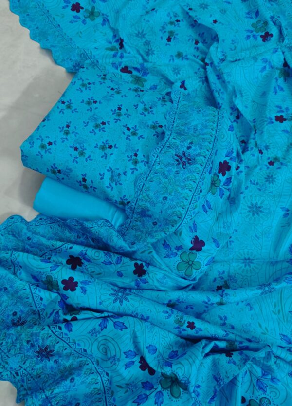 HEAVY CHICKEN BUTI EMBROIDERED WITH CUTWORK DUPATTA SERIES 3 PIECE COLLECTION - Image 5