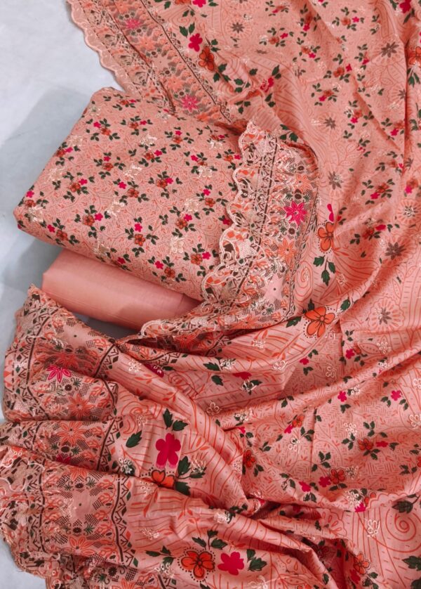 HEAVY CHICKEN BUTI EMBROIDERED WITH CUTWORK DUPATTA SERIES 3 PIECE COLLECTION - Image 4