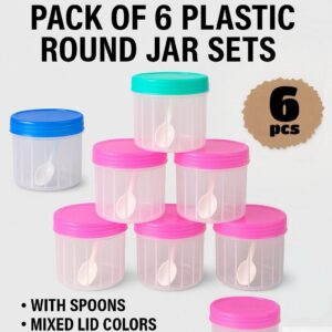 Pack of 6 Kitchen Jars with Lid & Spoons