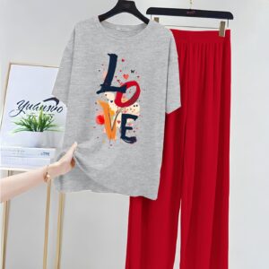 LOVE Printed Lounge Wear Night Suits for Girls and Women's