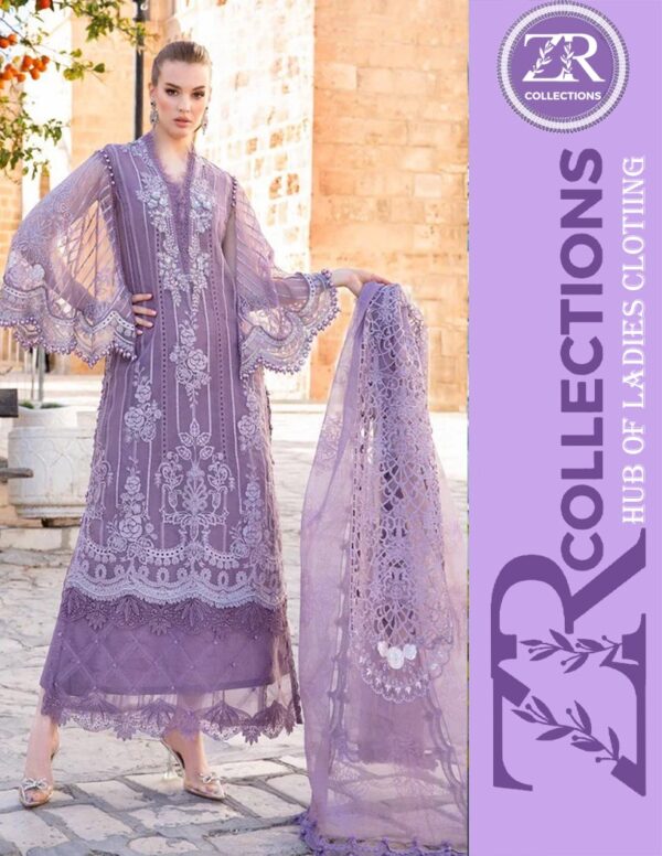 MARIA B ORGANZA SEQUENCE EMBROIDERY HANDWORK & CUTWORK | Purple 💜 ZR COLLECTION